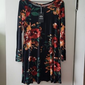 Black fall color long sleeve dress